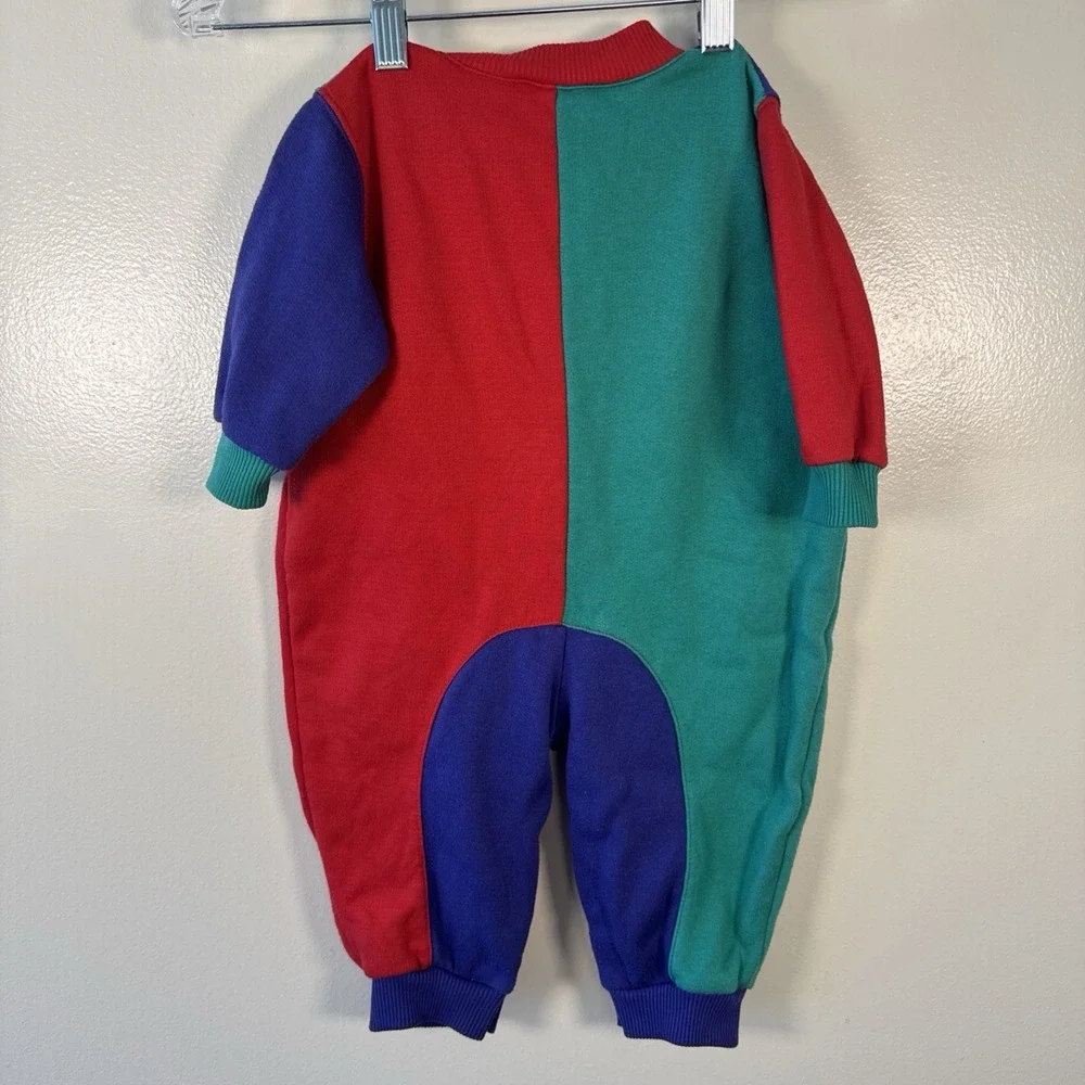 Vintage Disney Kids Winnie The Pooh Colorblock Romper Size 12 Months Long Sleeve